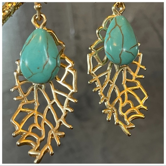 Handmade Natural Stone Art Deco Earrings - Picture 2 of 5